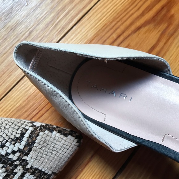 Tahari Eliss Beige Snakeskin Pointed Toe Flats, EUC, 10M - Picture 4 of 12